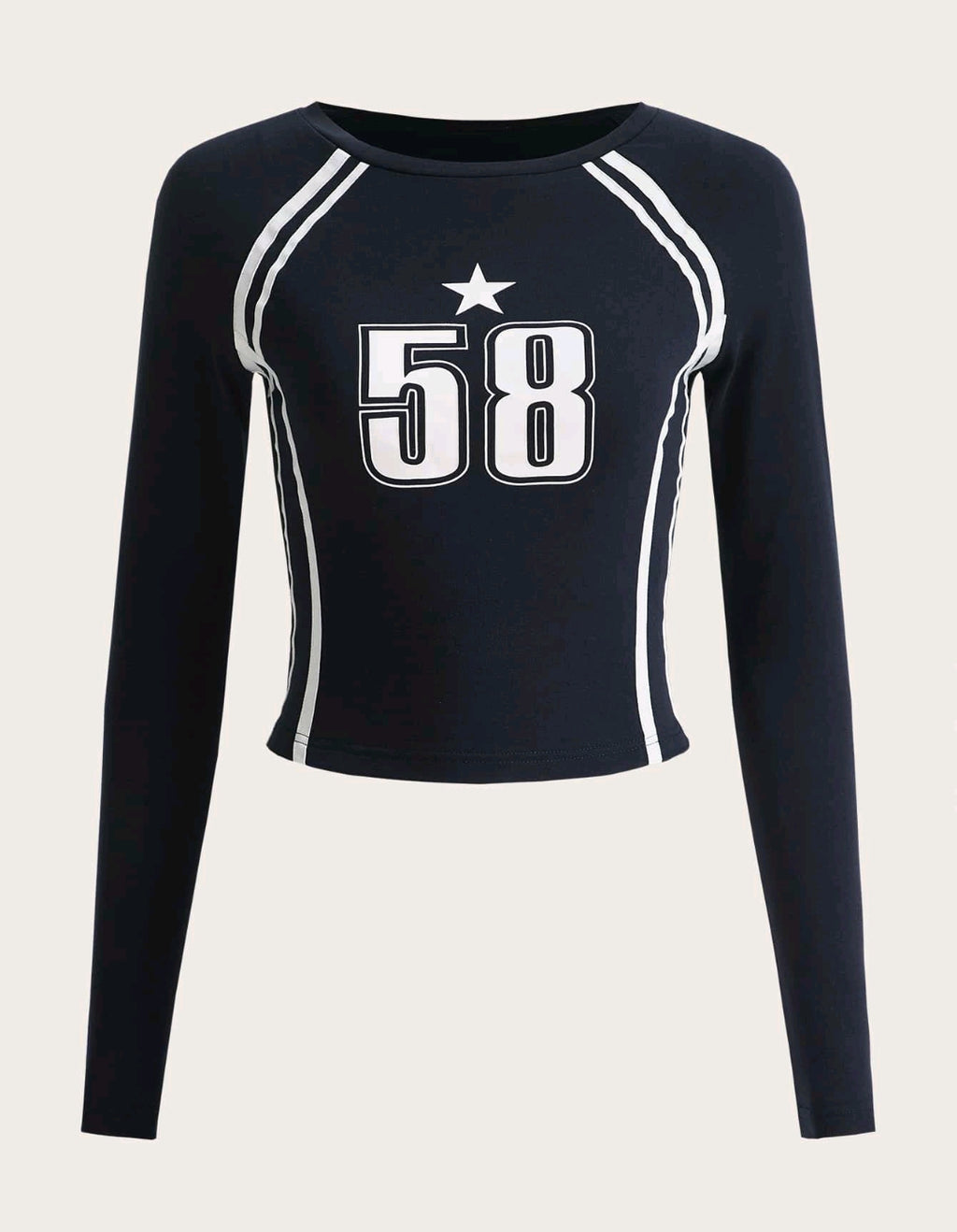 Round Neck Full Sleeves 58 star Fitted Top