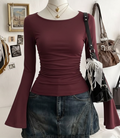 Boat Neck Flare Sleeves