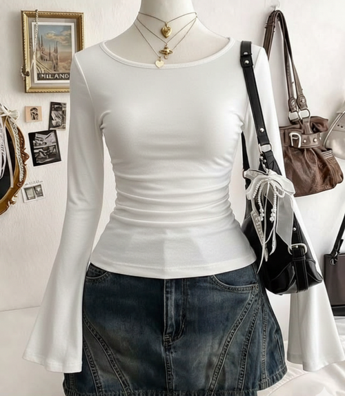 Boat Neck Flare Sleeves