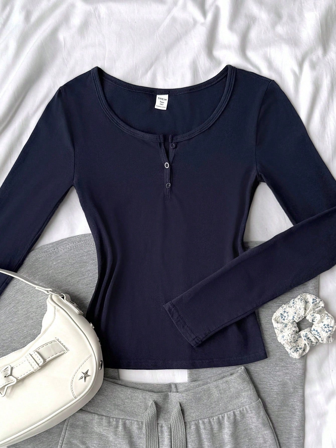 Ribbed Round Henley Full Sleeves