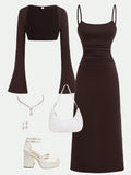 Front Open Cardigan & Cami Dress