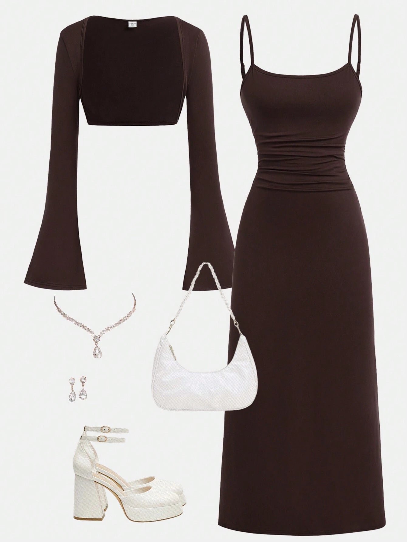 Front Open Cardigan & Cami Dress