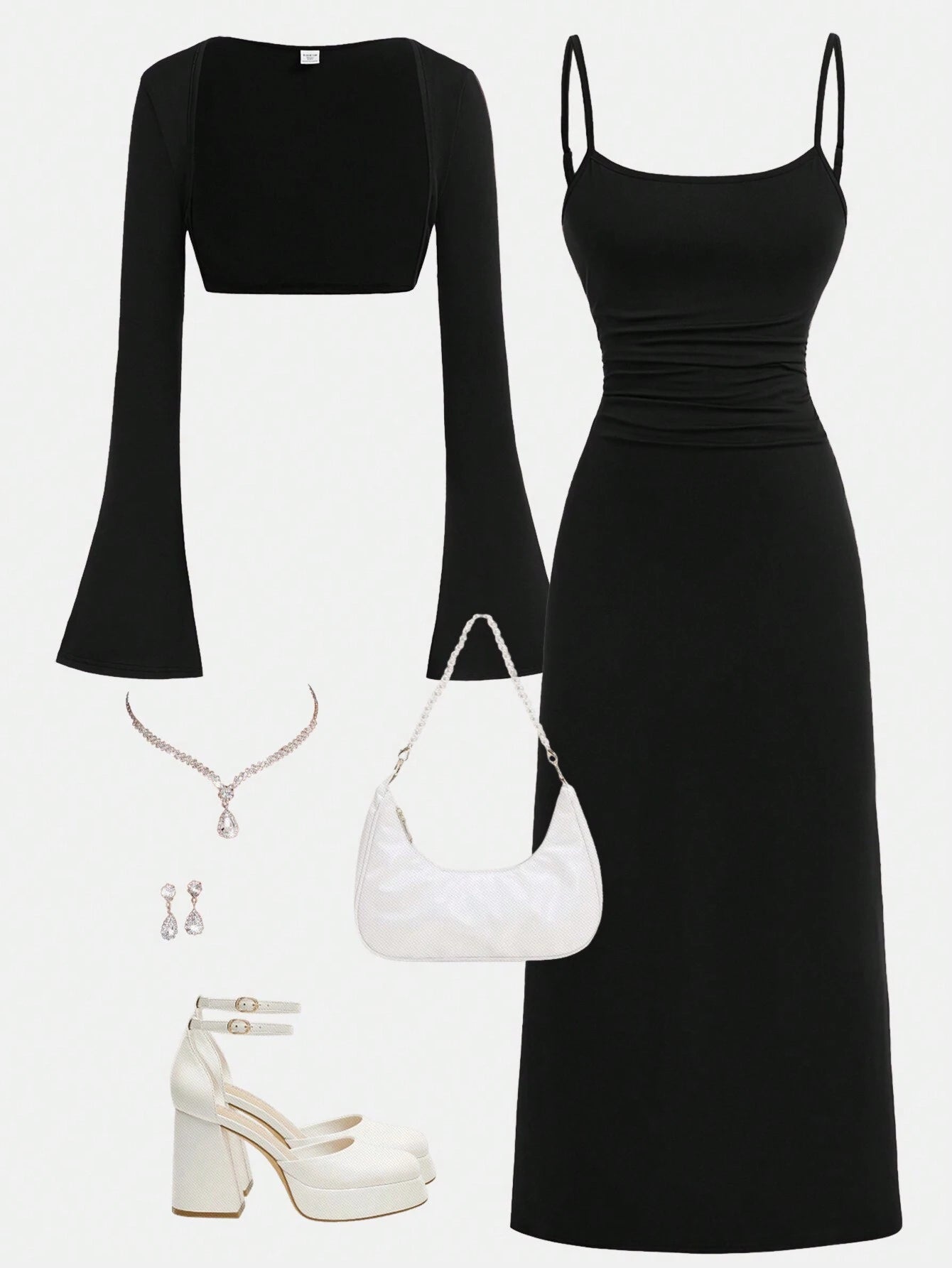 Front Open Cardigan & Cami Dress