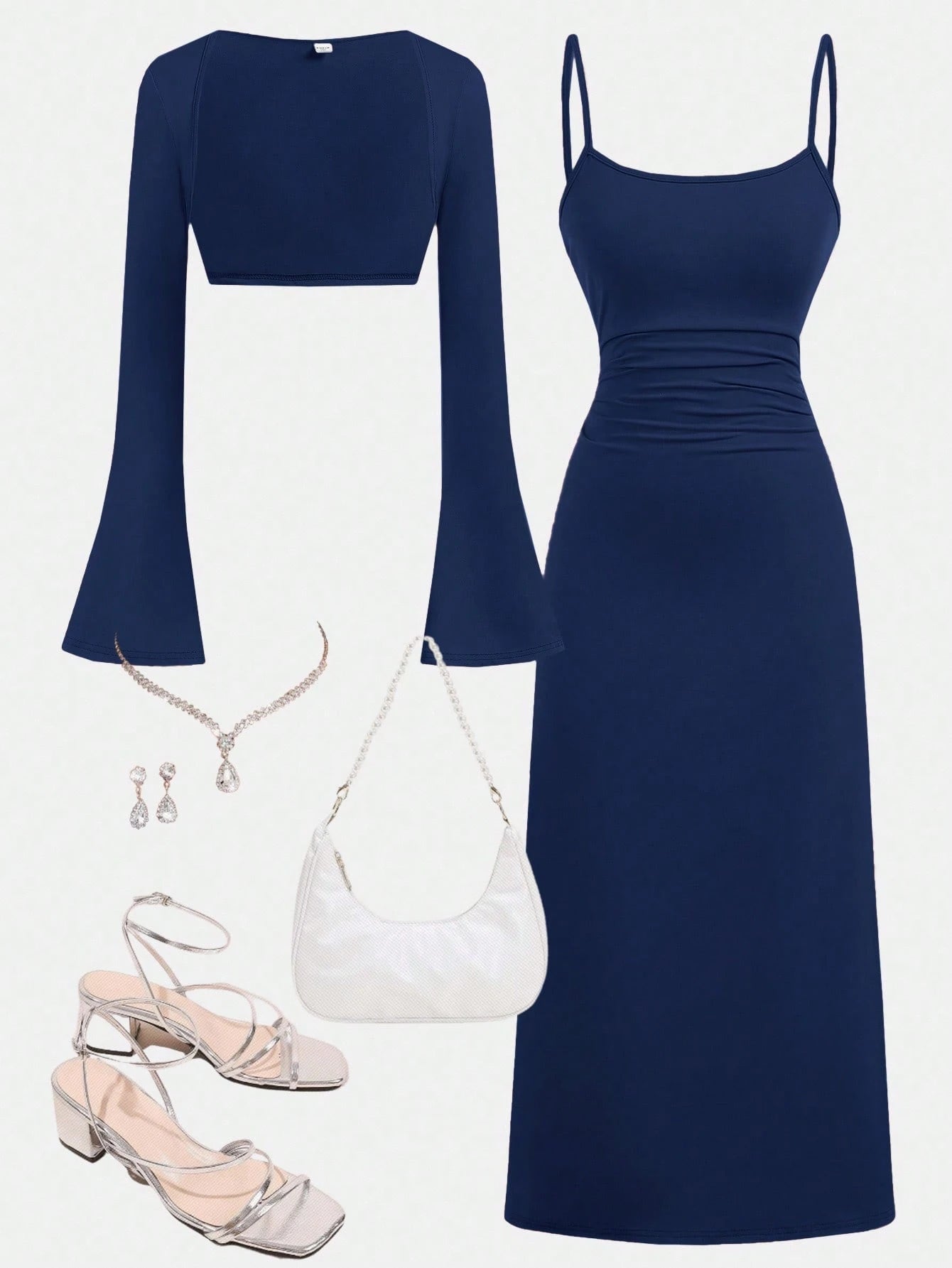 Front Open Cardigan & Cami Dress