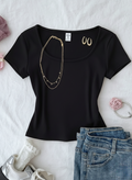 Scoop Neck Top Half Sleeves