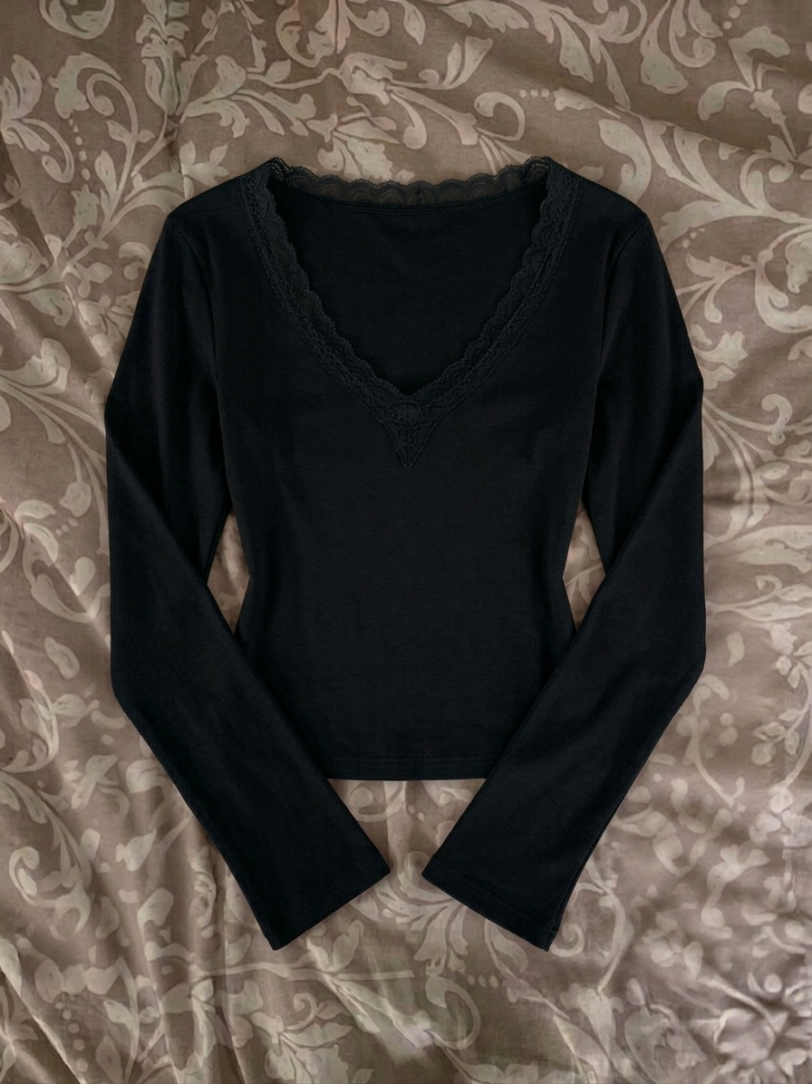 Lace V-Neck Full Sleeves