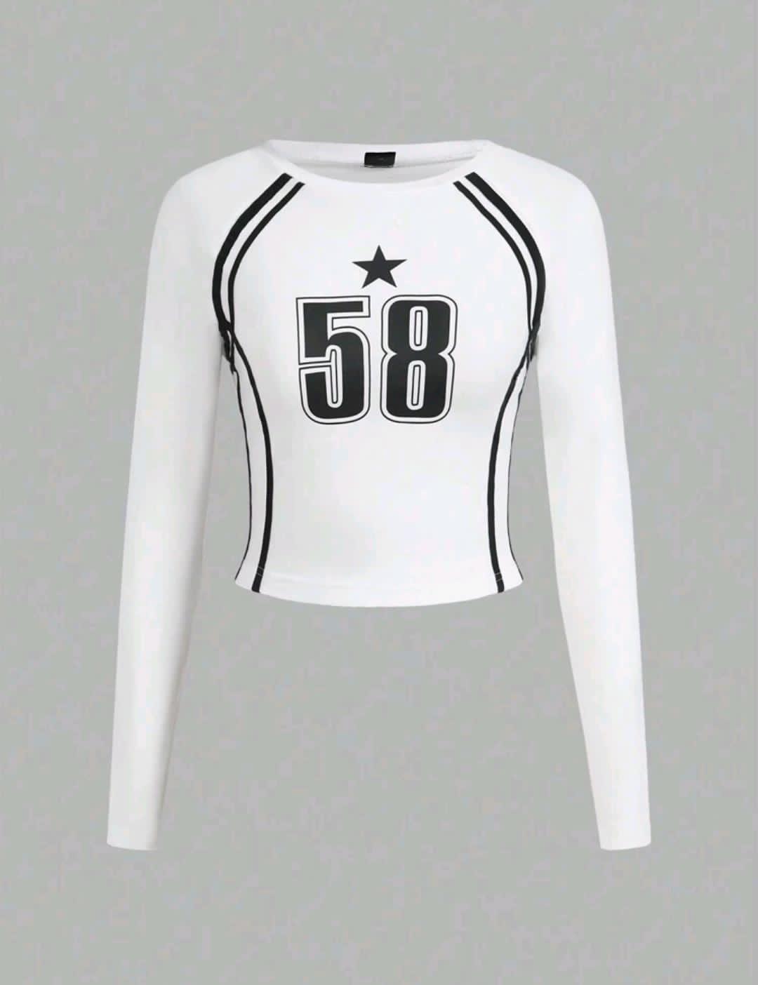 Round Neck Full Sleeves 58 star Fitted Top