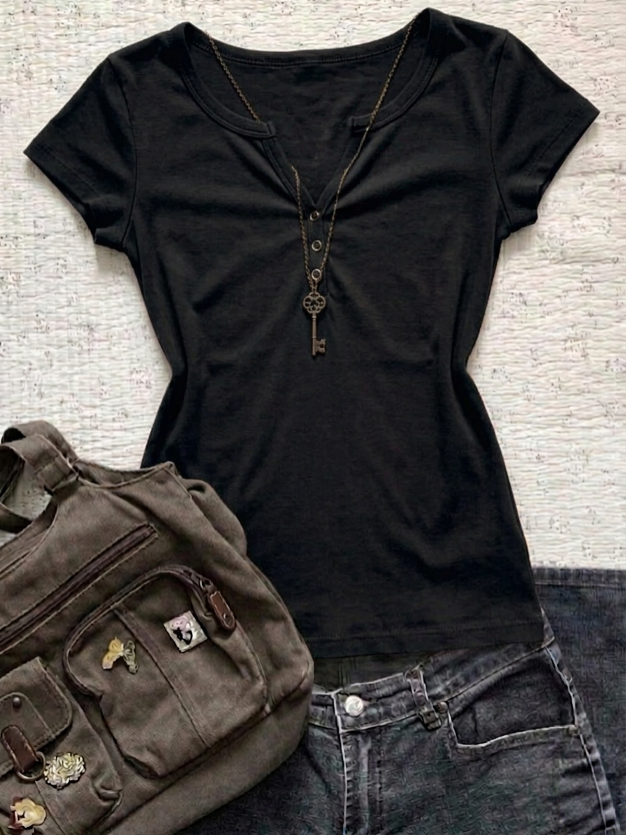 Notch Henley Half Sleeves