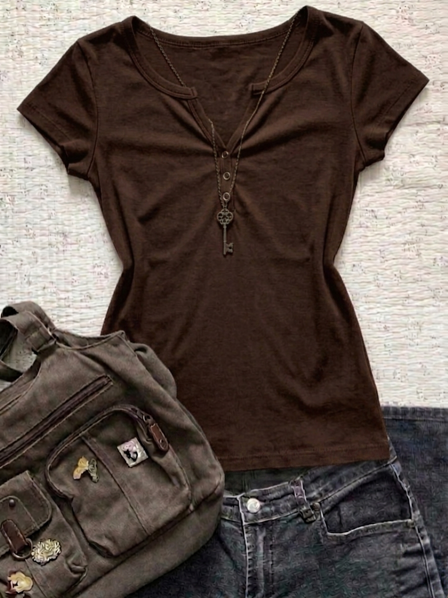 Notch Henley Half Sleeves