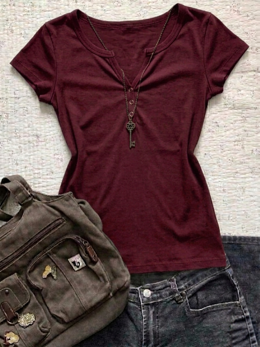 Notch Henley Half Sleeves