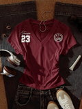 V-Neck Printed Top Half Sleeves