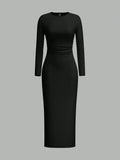 Round Neck Bodycon Full Sleeves Dress