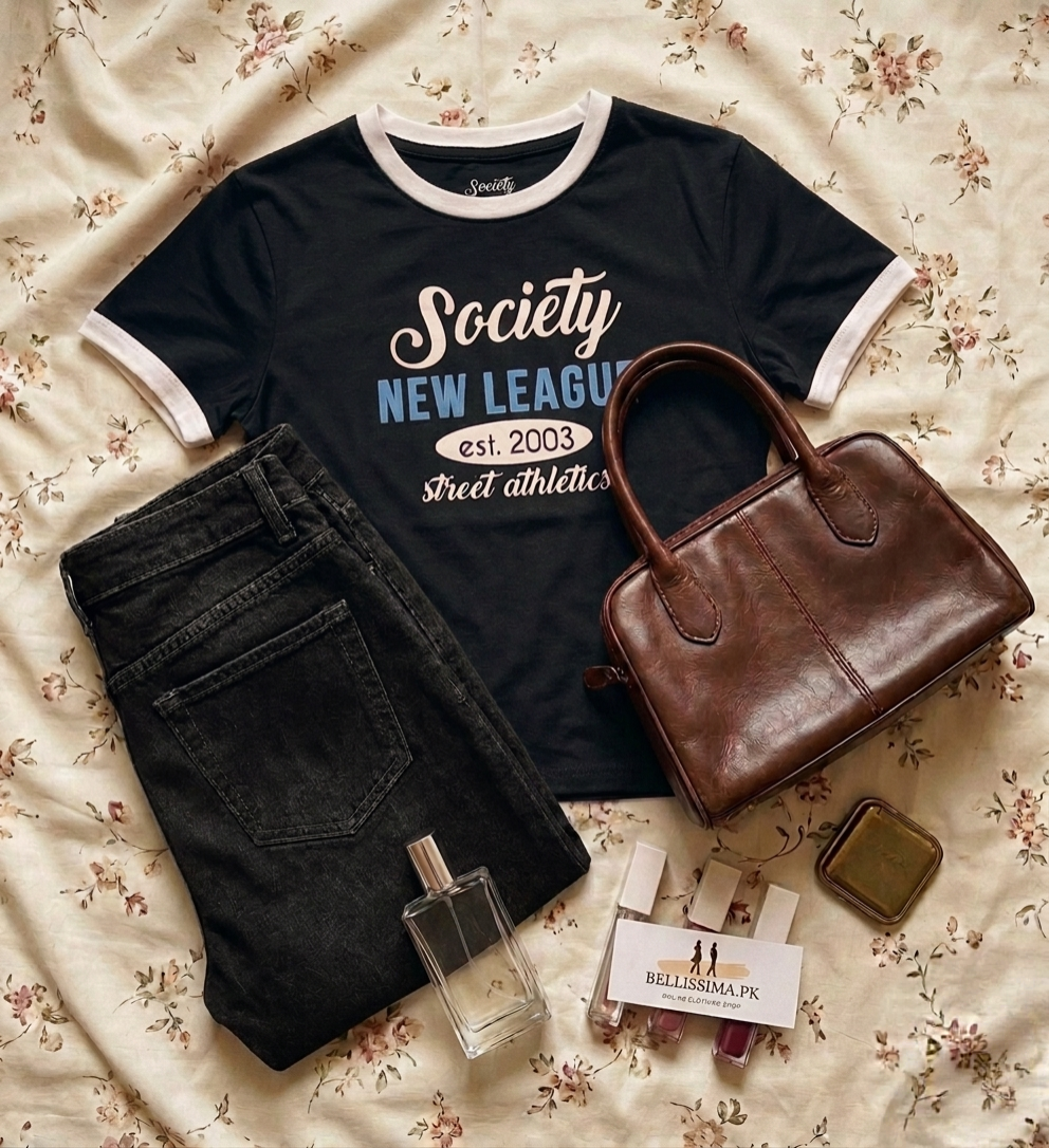Round Neck Two Tone Society Top