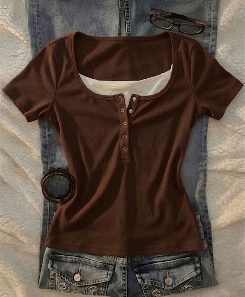 V-Neck Top Half Sleeves
