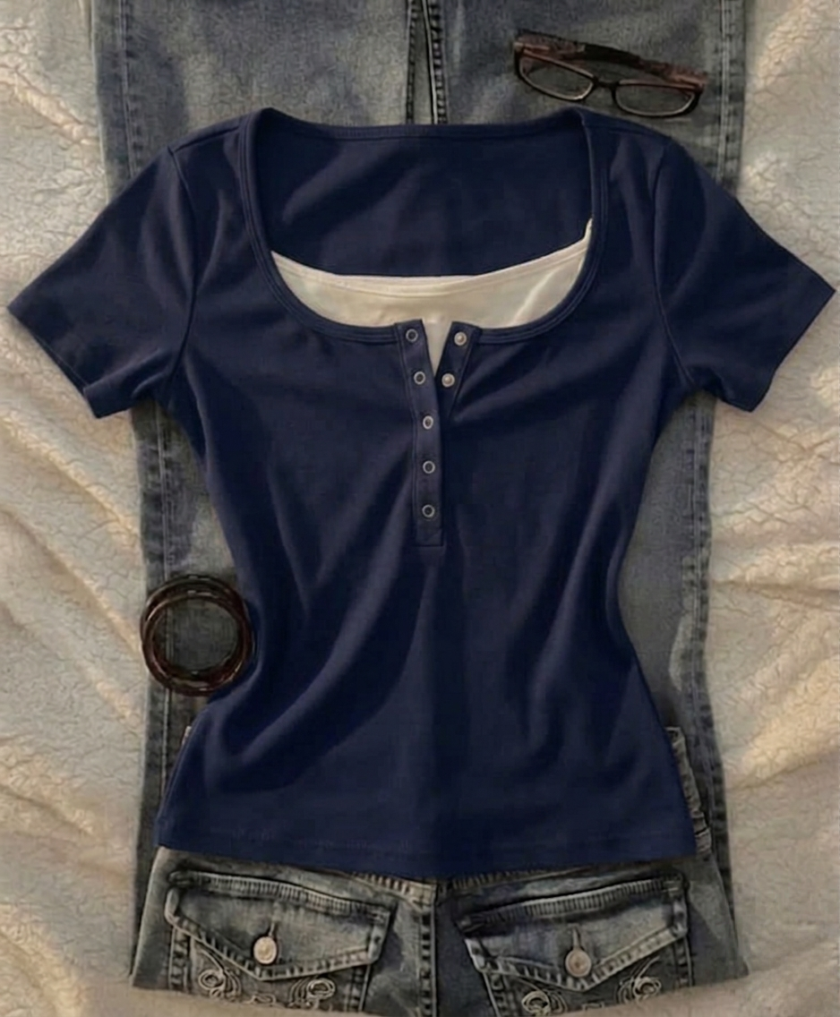 V-Neck Top Half Sleeves