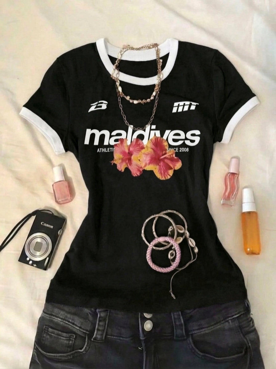 Maldives Printed Half Sleeves Top