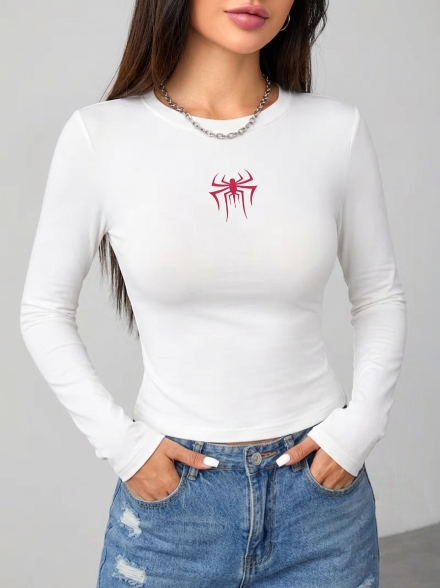 Fitted Round Neck Sharpe Spider Full Sleeves Top