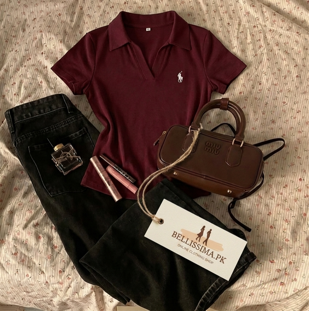 Polo Printed V-Polo Top Half Sleeves