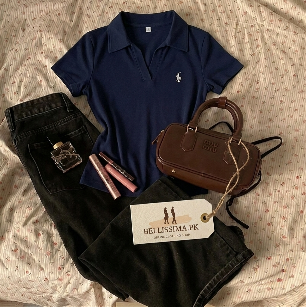 Polo Printed V-Polo Top Half Sleeves