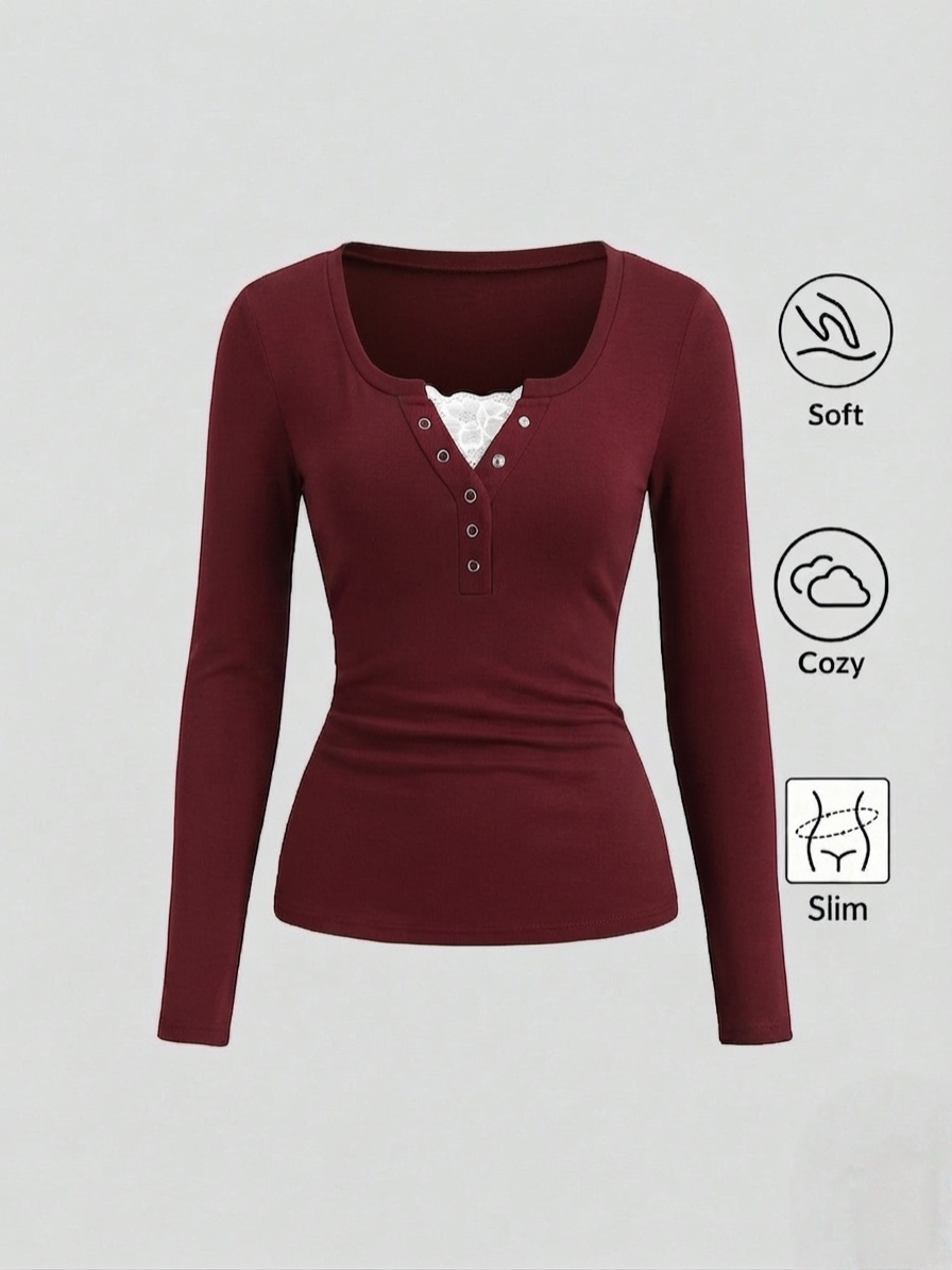 Lace Henley 5.O Full Sleeves