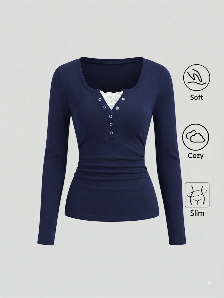 Lace Henley 5.O Full Sleeves