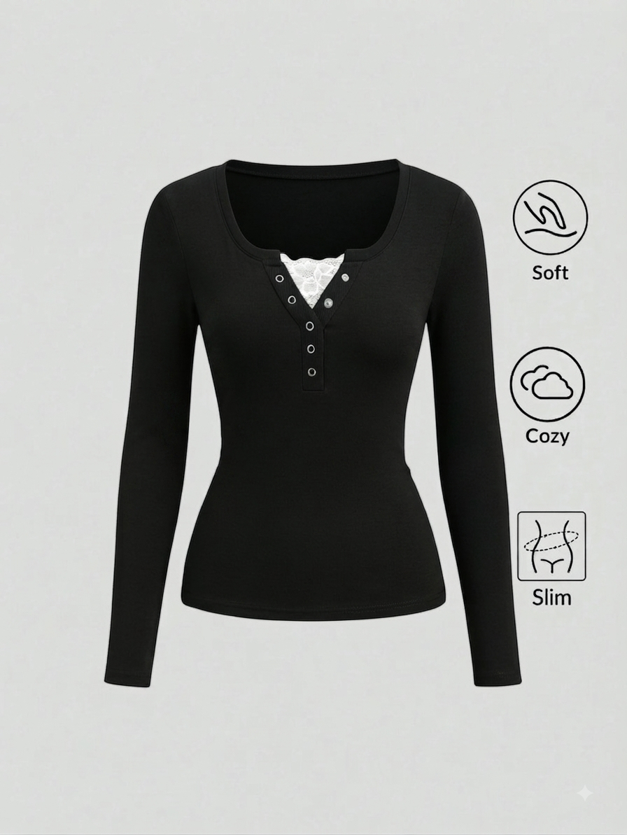Lace Henley 5.O Full Sleeves
