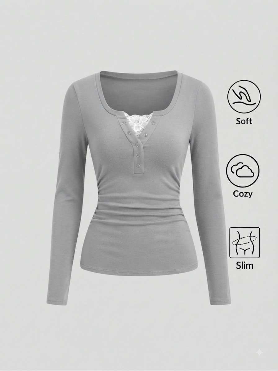 Lace Henley 5.O Full Sleeves