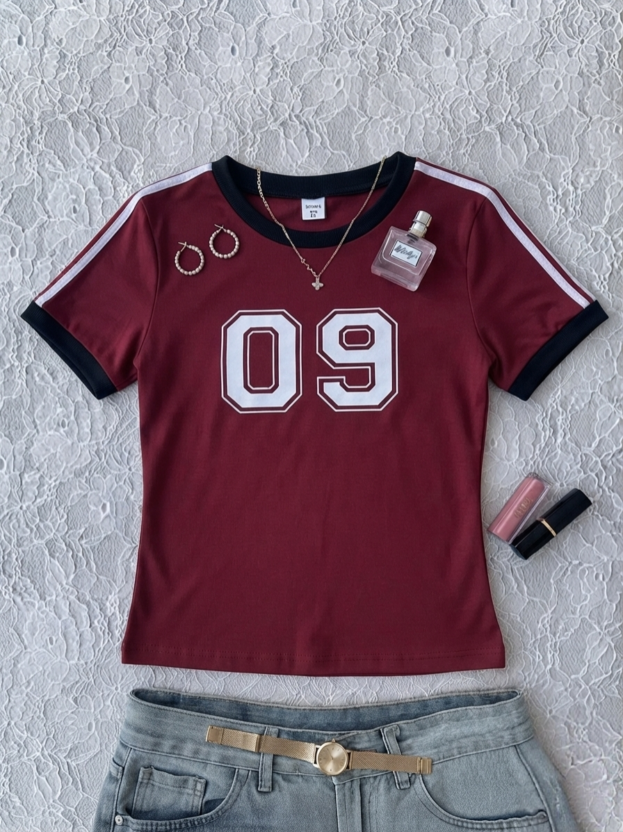 Crew Neck 3Tone Stripes Tee 09