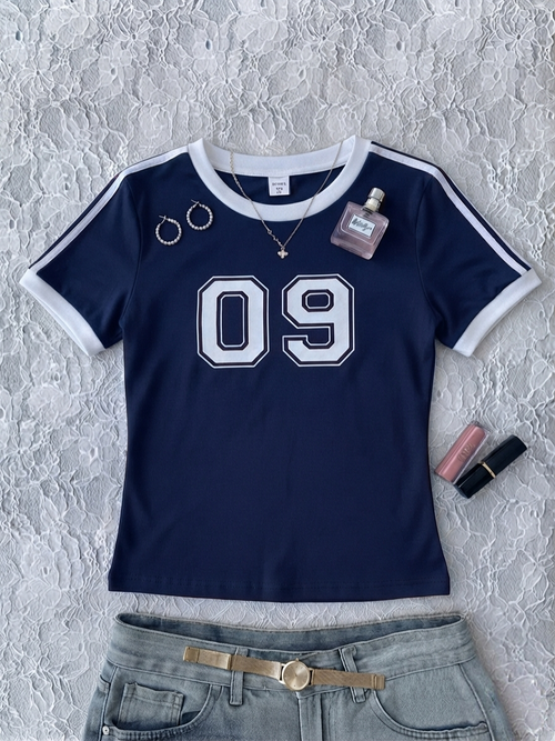 Crew Neck 3Tone Stripes Tee 09