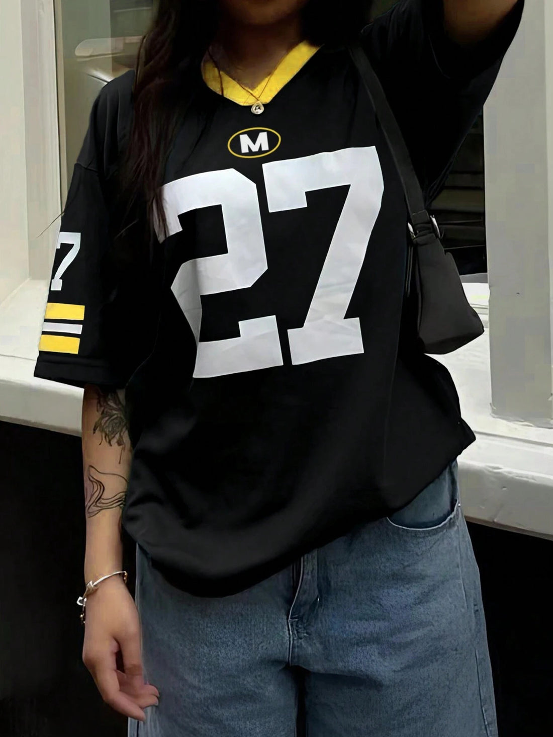 M 27 Graphic Print Oversized Tee