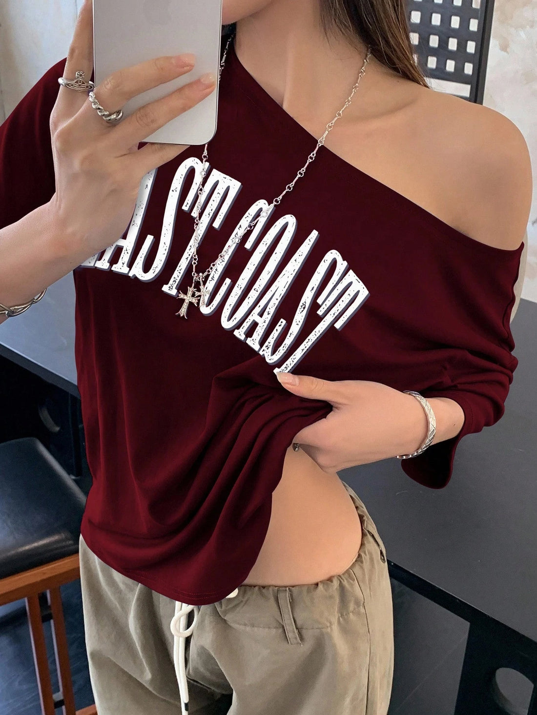 EastCoast Off shoulder Oversized Tee