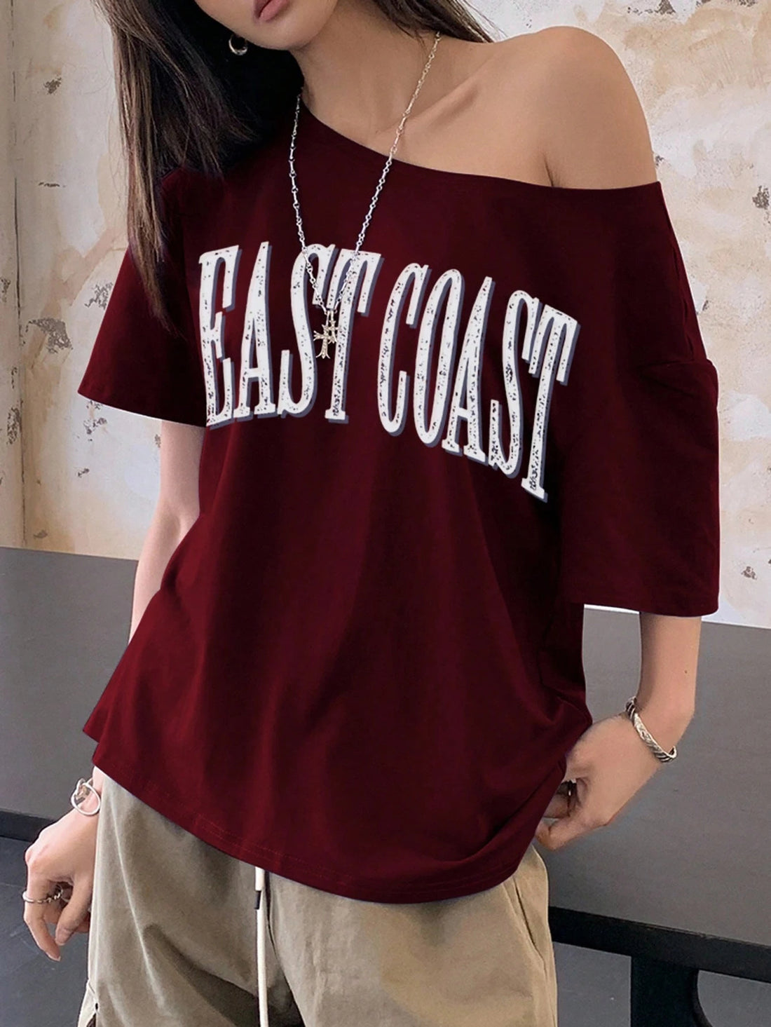 EastCoast Off shoulder Oversized Tee